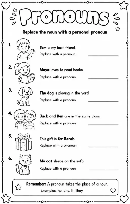 Replace the noun with a personal pronoun