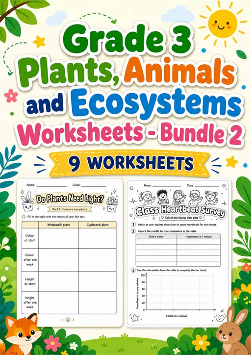 Grade 3 Plants, Animals and Ecosystems Worksheets - Pack 2
