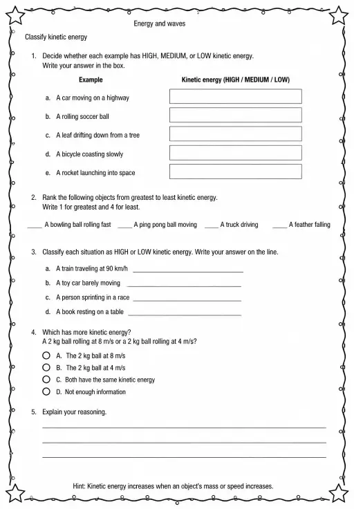 Classify kinetic energy