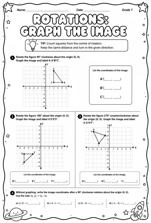 Rotations: graph the image