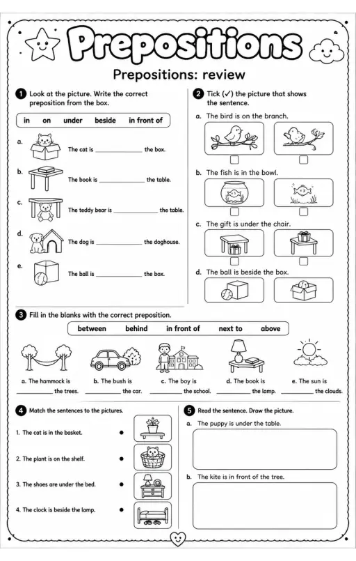 Prepositions: review