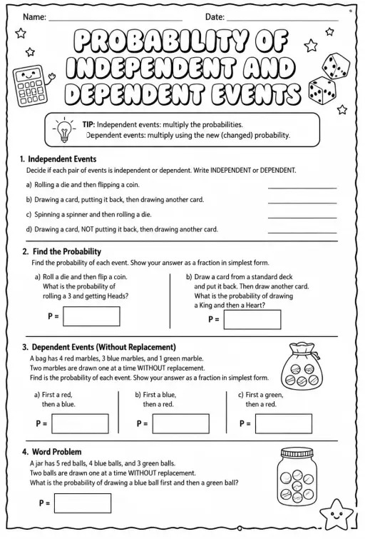 Probability of independent and dependent events