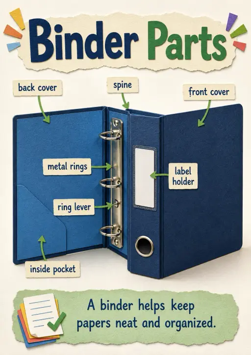 Binder parts Office Supplies Infographic