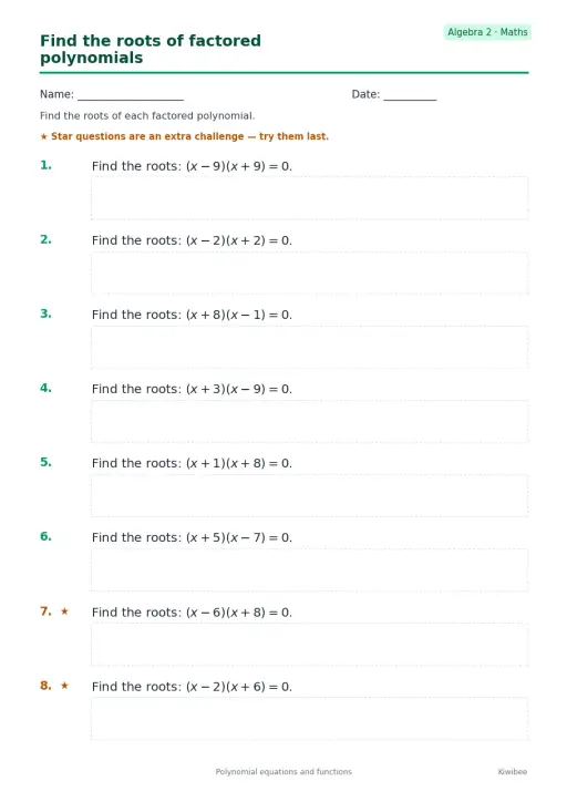 Find the roots of factored polynomials