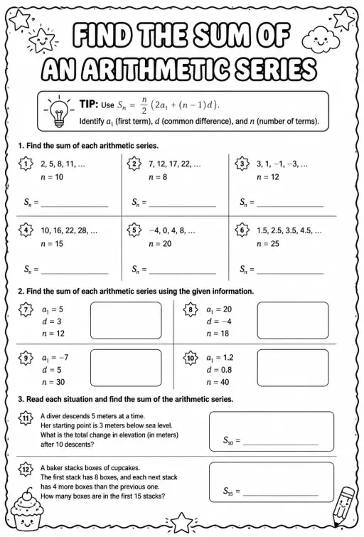 Find the sum of an arithmetic series