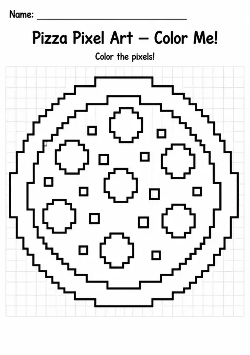 Pizza Pixel Art Coloring Page