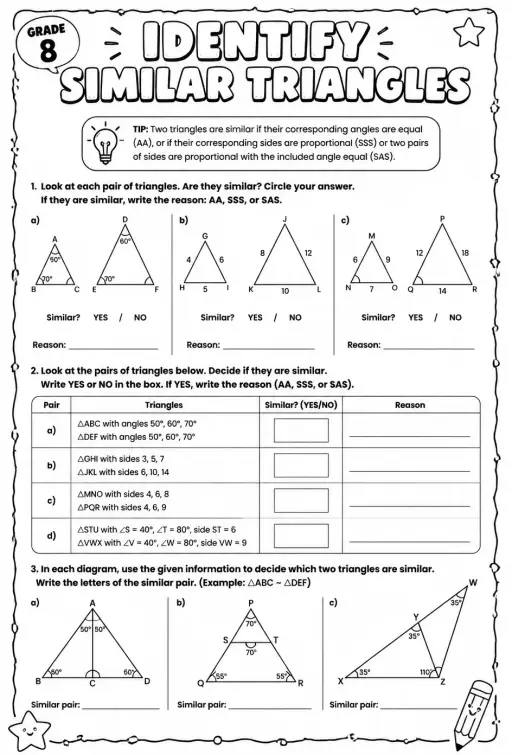 Identify similar triangles