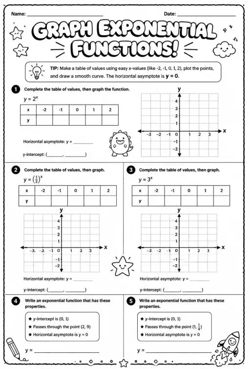 Graph exponential functions