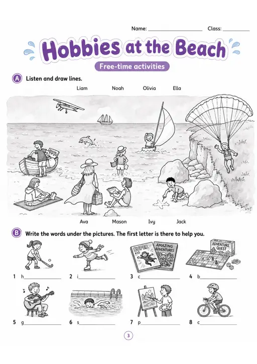 Cambridge MOVERS - Hobbies at the Beach | Free Worksheet
