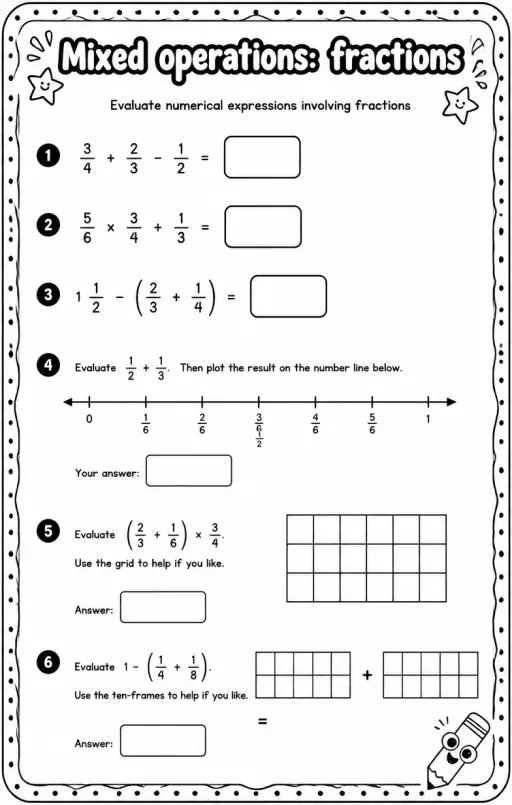 Evaluate numerical expressions involving fractions