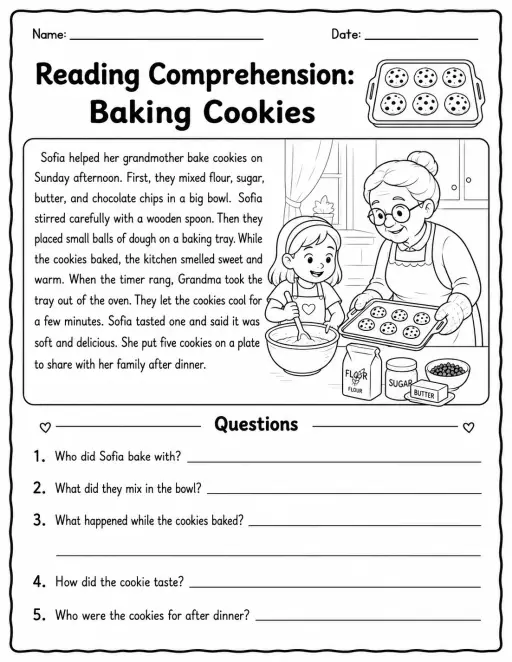 Reading Comprehension: Baking Cookies