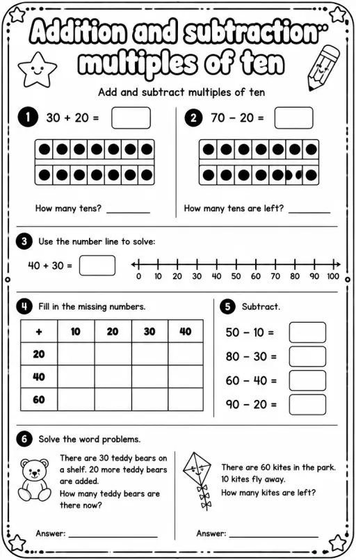 Add and subtract multiples of ten