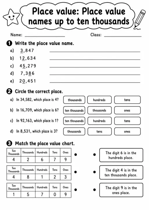 Grade 3 Place Value Math Worksheet Pack