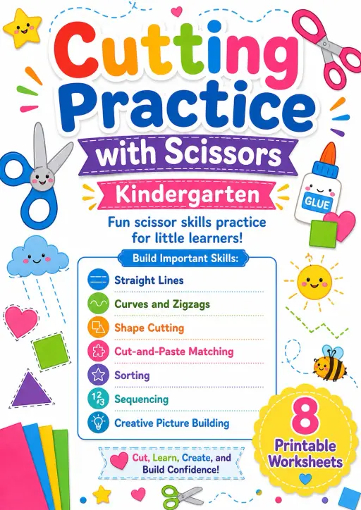 Cutting Practice with Scissors Worksheet Pack