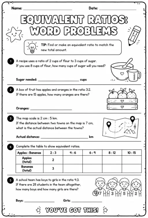 Equivalent ratios: word problems