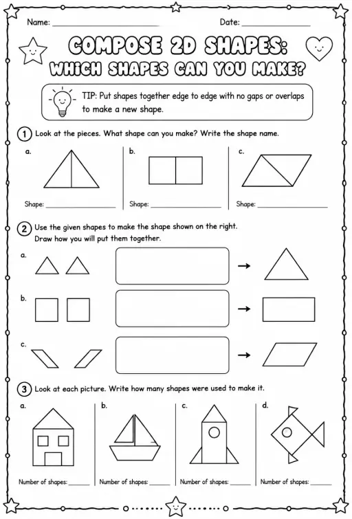 Compose two-dimensional shapes: which shapes can you make?