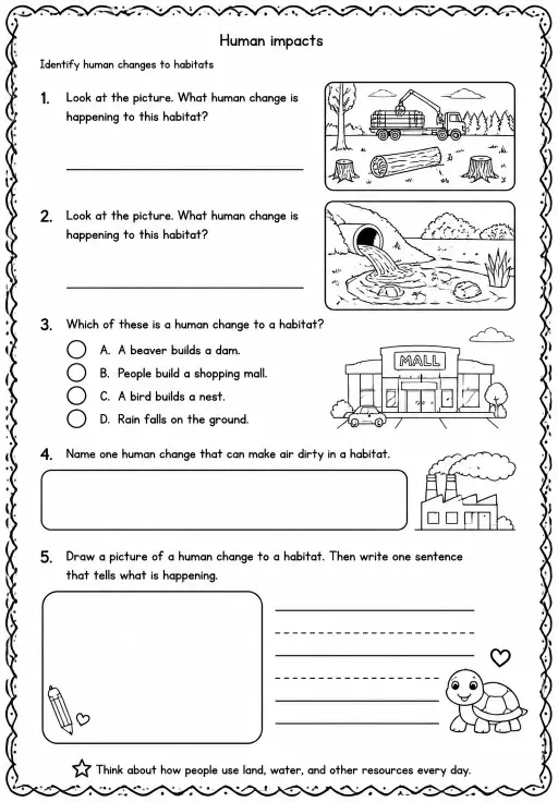 Identify human changes to habitats