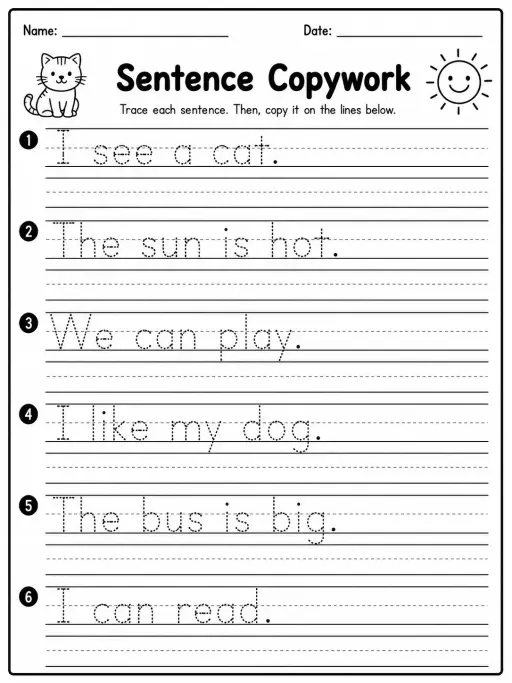 Sentence Copywork