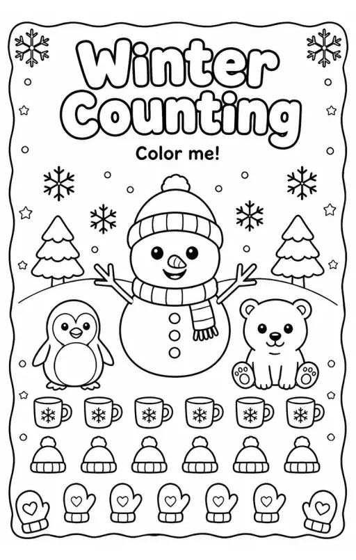 Winter Counting Coloring Page