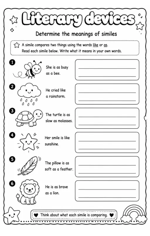 Determine the meanings of similes