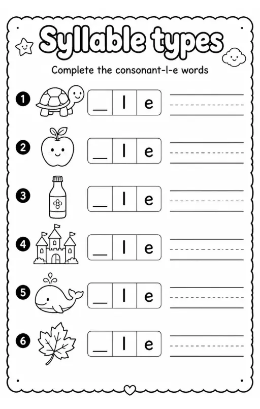 Complete the consonant-l-e words