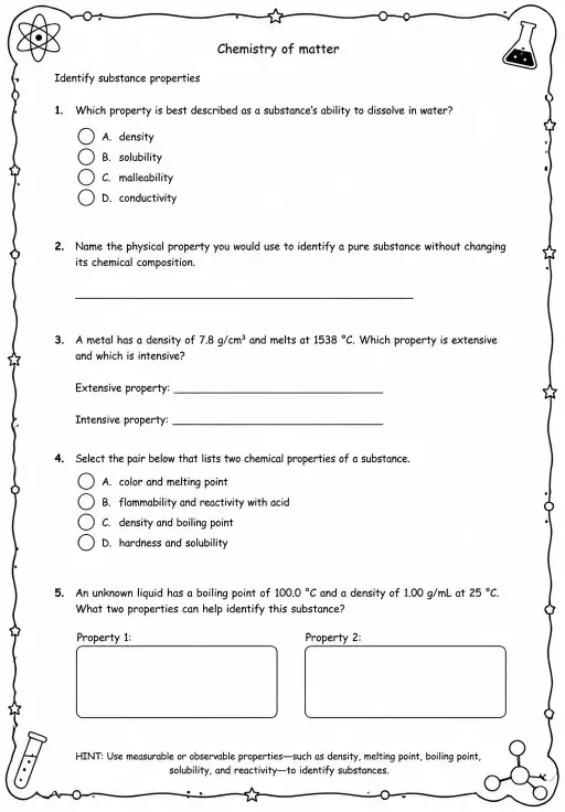Identify substance properties