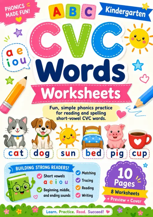 CVC Words Worksheets Worksheet Pack