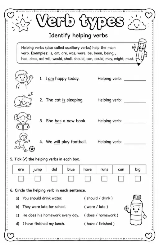 Identify helping verbs
