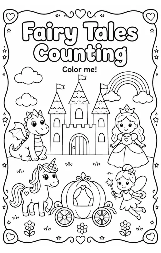 Fairy Tales Counting Coloring Page