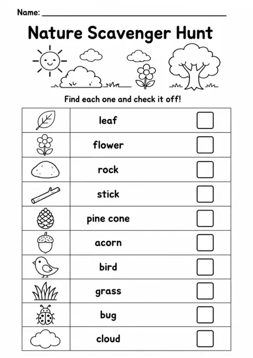 Nature Scavenger Hunt — Kindergarten