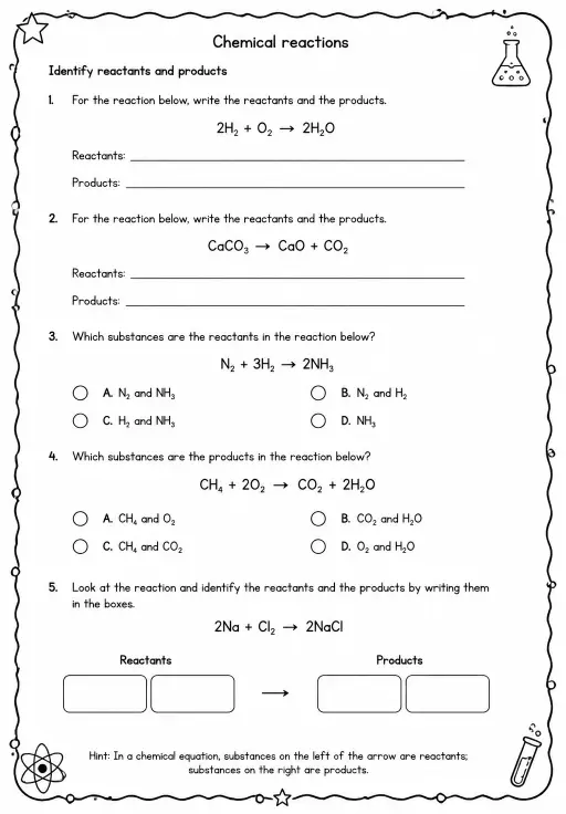 Identify reactants and products