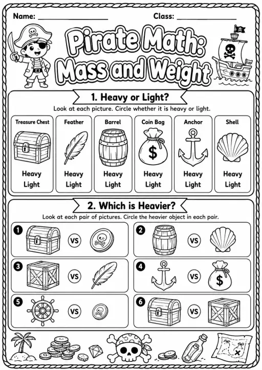 Pirate Math: Position and Direction Worksheet Pack