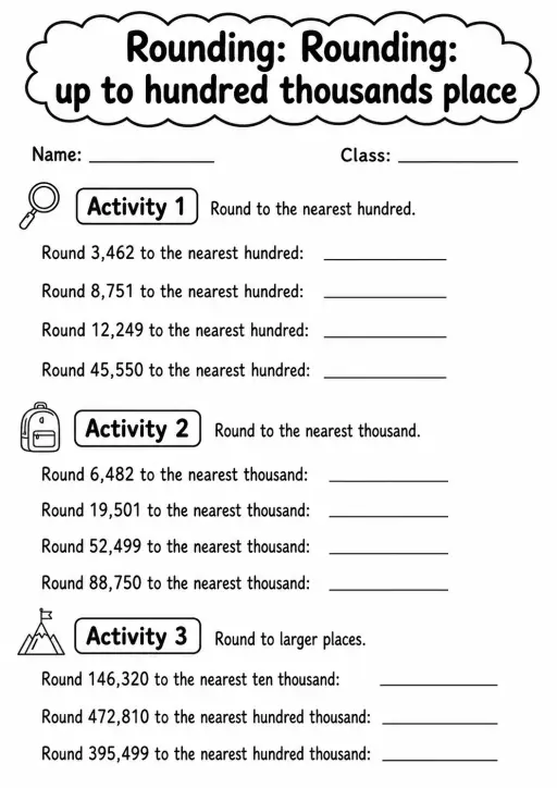 Grade 4 Rounding Math Worksheet Pack