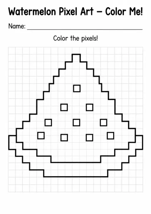 Watermelon Pixel Art Coloring Page