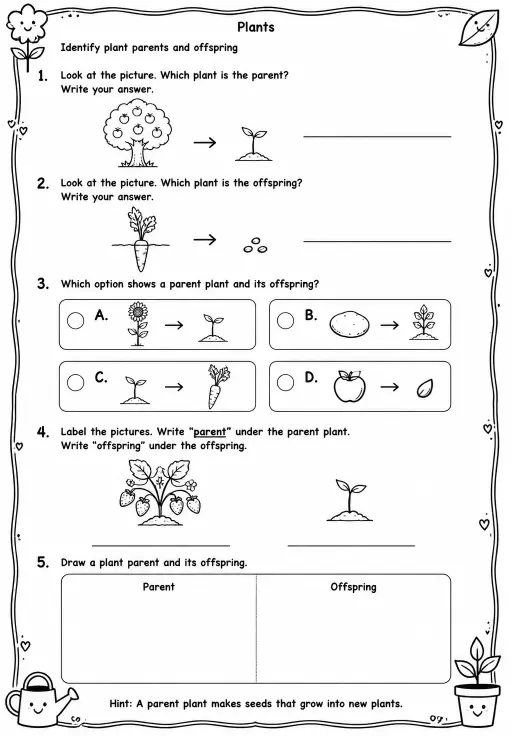 Identify plant parents and offspring