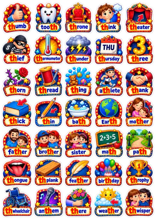 Th Words Vocabulary Set English Vocabulary Stickers