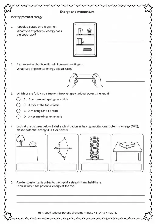 Identify potential energy