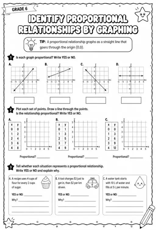 Identify proportional relationships by graphing