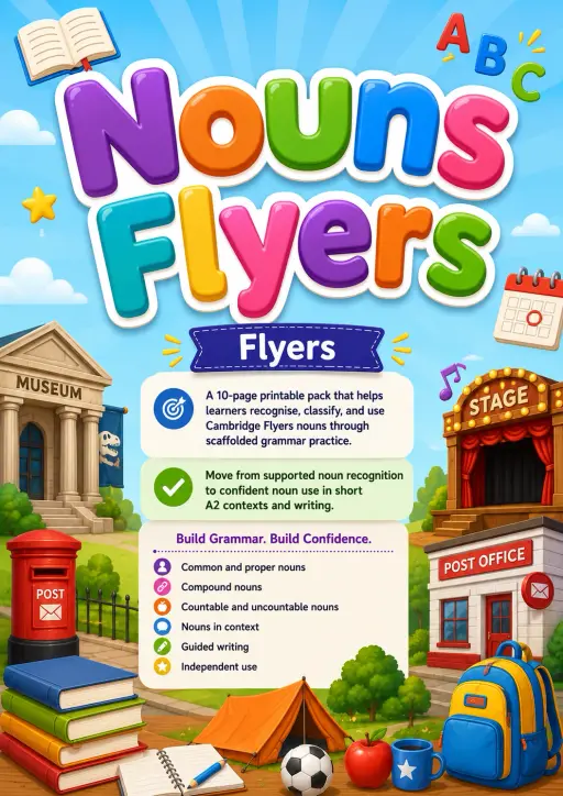 Nouns Flyers Grammar Worksheet Pack