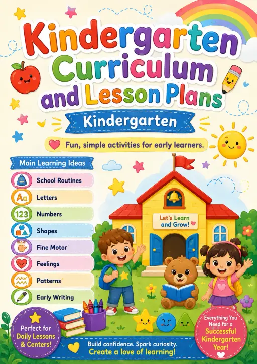 Kindergarten Curriculum and Lesson Plans Worksheet Pack
