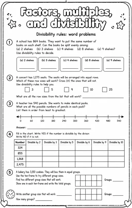 Divisibility rules: word problems