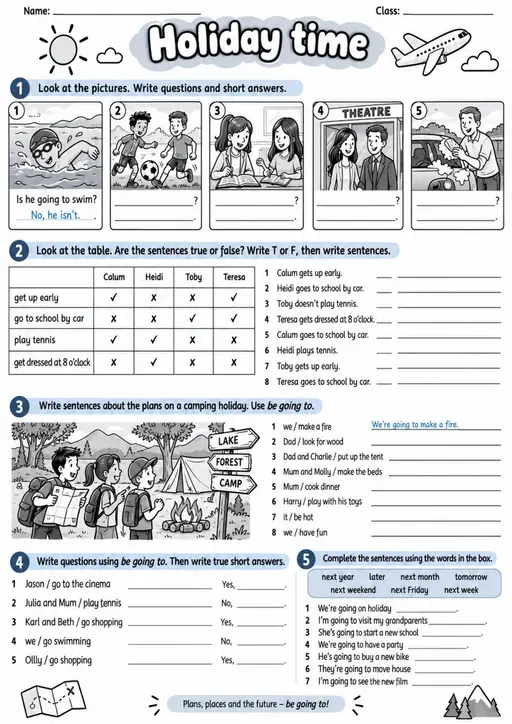 Present Simple: Holiday Time | Grades 3-4 Grammar Worksheet