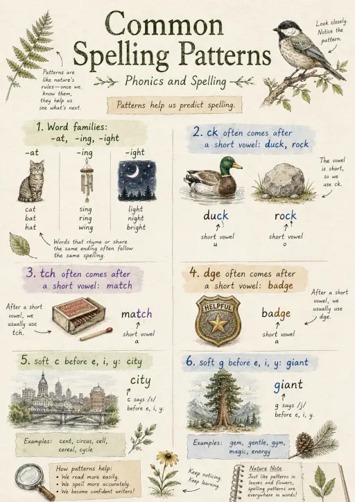 Common Spelling Patterns Phonics and Spelling Infographic