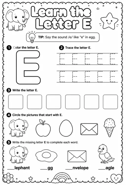 Learn the letter E