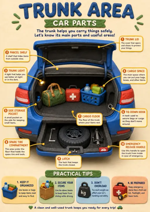Trunk Area Car Parts Infographic