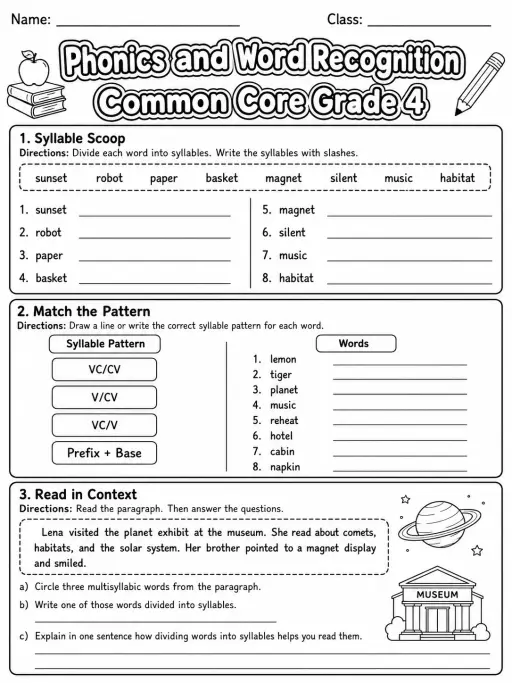 Phonics and Word Recognition Common Core Grade 4