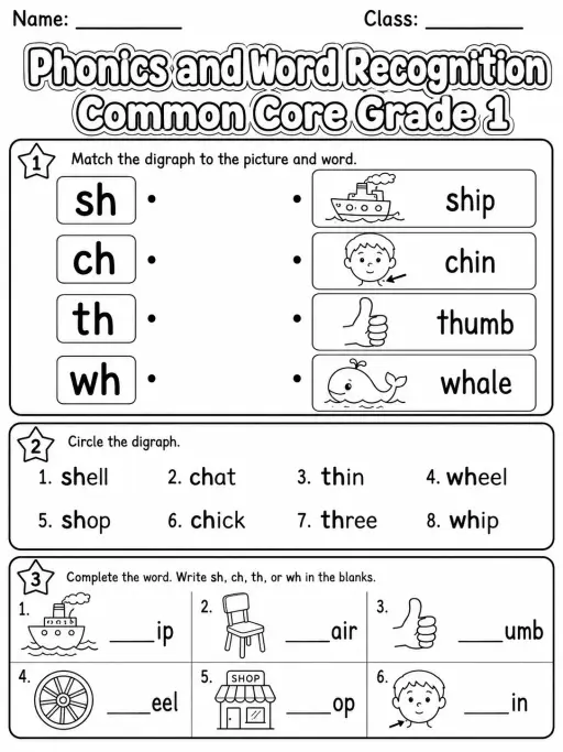 Phonics and Word Recognition Common Core Grade 1
