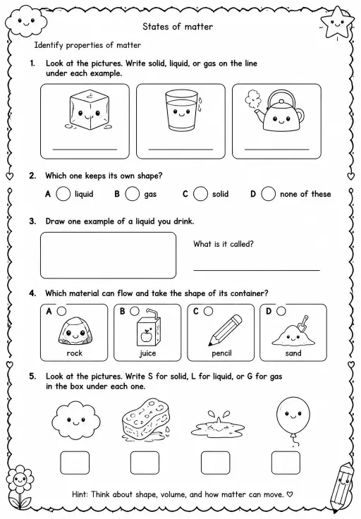 Identify properties of matter