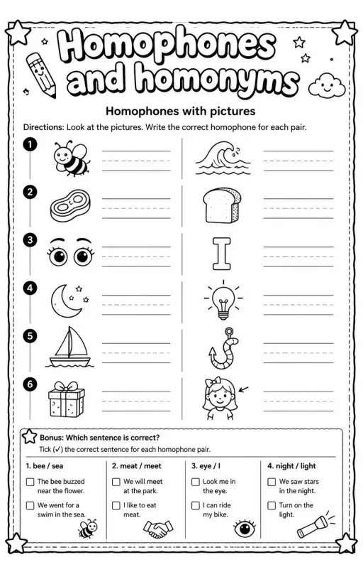 Homophones with pictures