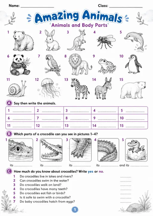 Cambridge MOVERS - Amazing Animals | Free Worksheet